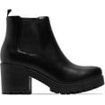 thumbnail image 2 of Soda Top Shoes Jaber Ankle Boot W Lug Sole Elastic Gore and Chunky Heel 8 Black Pu, 2 of 4