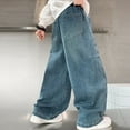 thumbnail image 4 of lnmuld Boys Jeans Stylish and Comfortable Wide Leg Trousers for Boys Fall Fashion Loose Fit Long Pants Big Kids Teenagers Casual Wear Size：9-10 Years, 4 of 7