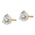 thumbnail image 2 of 14k 2 carat total weight Round SI1/SI2 G H I Lab Grown Diamond 3 Prong Stud Post Earrings 14k Yellow Gold Earrings, 2 of 2