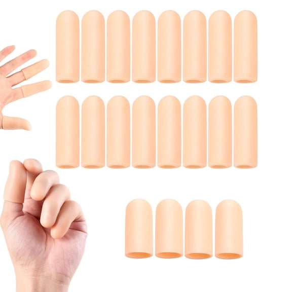 Set of 20 Finger Cap Sleeves Gel Finger Cots Gel Finger Protectors Reusable Soft High Elastic Fingertip Cover for Against Dryness