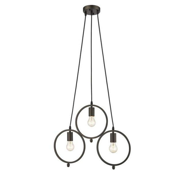 Chloe Lighting CH2D005RB22-DP3 Ironclad Industrial 3 Light Rubbed Bronze Ceiling Pendant - 21.5 in.