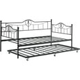 thumbnail image 1 of Metal Bed Frame with Trundle, Daybed with Headboard & Side Armrests, 1 of 2
