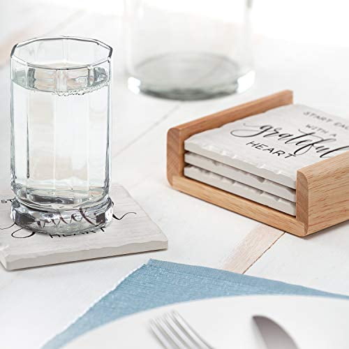 Counterart Grateful Heart Single Image Absorbent Stone Coaster Set Of 4 In Wooden Holder Made In The Usa Walmart Com Walmart Com