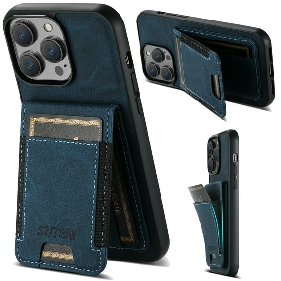 Compatible with iPhone 11 Pro Max Flip Wallet Phone Case with Card Holder Elastic,Magnetic Back Flip Kickstand Cover Premium PU Leather Business Classic Style Shockproof Case,Blue