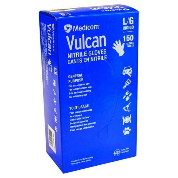 Medicom Vulcan Nitrile Gloves, 150 Count Large