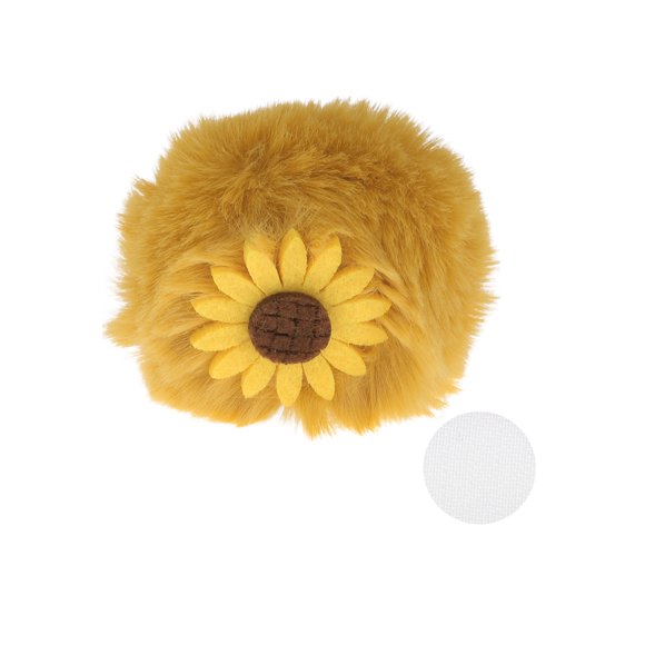 Accessoires de Casque de Moto Décoration Tournesol en Peluche pour Casques de Moto Vélo Ski Autocollant en Peluche Jaune Gingembre 1 Ensemble