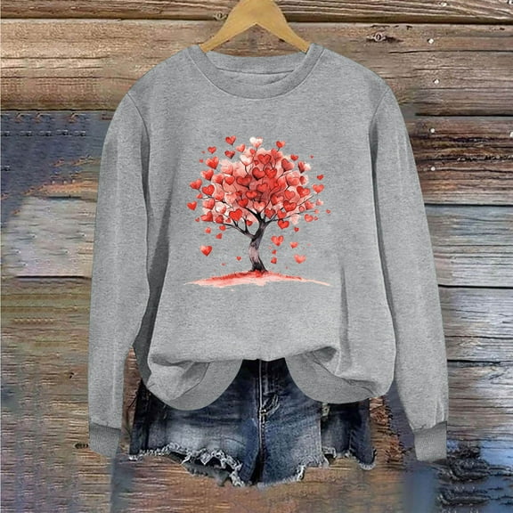 Spring Tops for Women Viikei Womens Tops Long Sleeve Plus Size,Tops for Women Clearance Sale,Women's Round NeckSt. Patrick's Day Printed Long Sleeved Top Sweatshirts Gray S