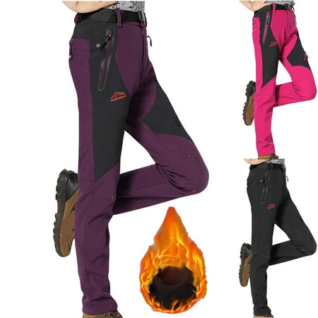 YOIAVIAOY Women s Ski Pants Waterproof Windproof Pant Insulated Fleece Thermal Ski Hiking Snowboard Pants Purple XXXXL