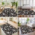 thumbnail image 4 of Area Rugs 3'x5', Black White Floral Carpet Runner Indoor Outdoor Rugs Home Decor Aesthetic, Farmhouse Vintage Botanical Leaves Non Slip Mats Washable Accent Rug for Living Room Bedroom, 4 of 8