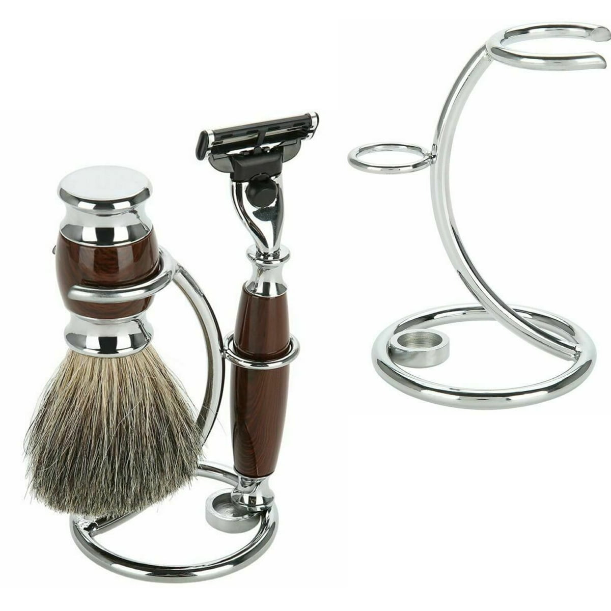 1 PC Men's Shaving Razor & Brush Holder Stand Shaver Stainless Steel