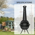 thumbnail image 3 of KingChii Chiminea Outdoor Fireplace, Wooden Fire Pit for Patio Backyard  with Cover, Black, 3 of 6