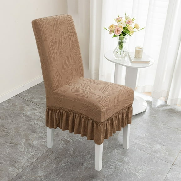 Vacemry Under $5 Decorative Chair Covers with Lace, Elastic Dining Chair Slipcovers, Universal Fit Seat Covers for Home, Protective Furniture Cover with Ruffle