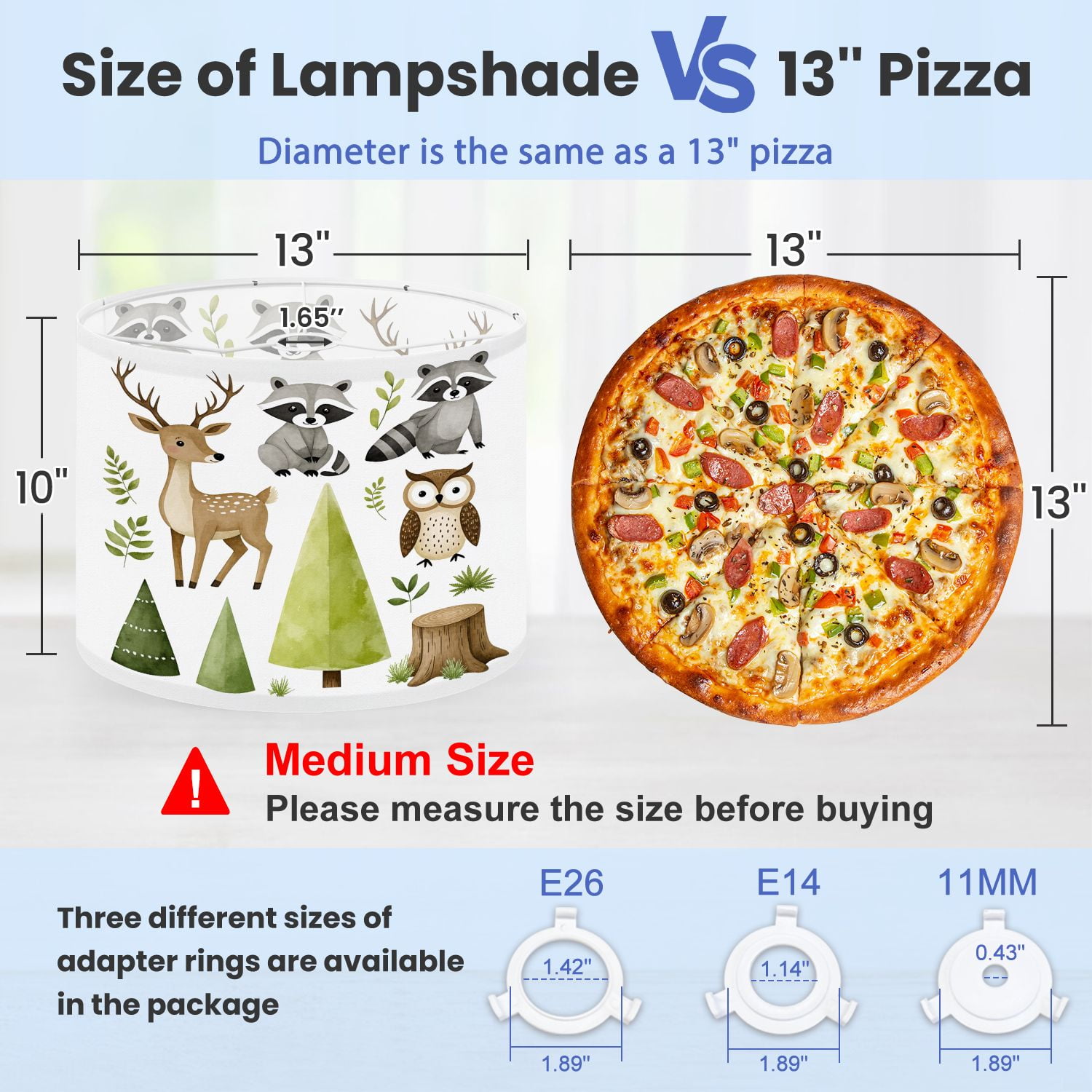 Boho Lampshades 2 Pack Watercolor forest animal clipart Cute woodland characters Bear raccoon 13"x13"x10" Light Shade for Table Lamps Floor Lamps Drum Lamp Shades Lampshade Replacement Easy Assembly