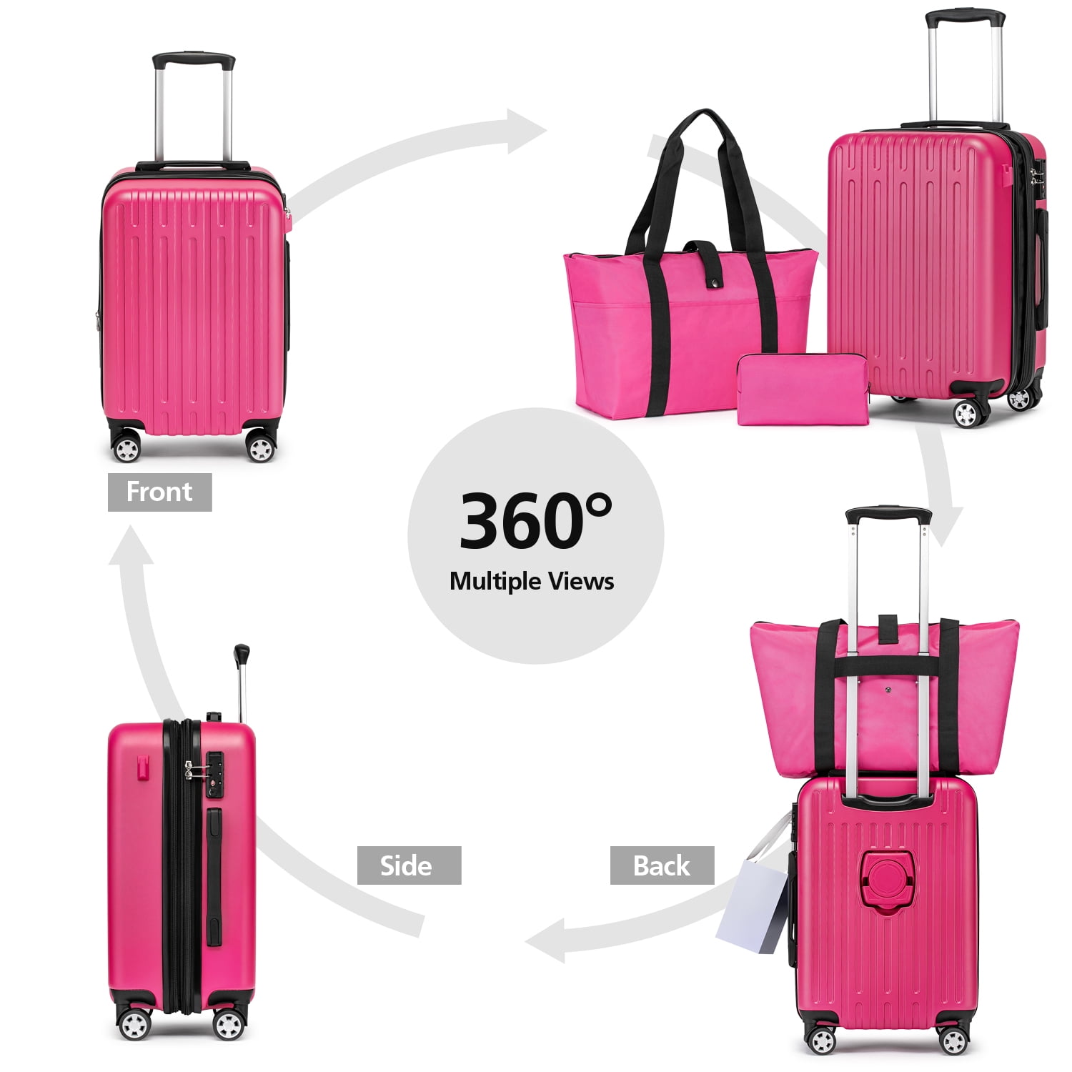 WEPLUS 20" Expandable Carry-On Luggage Set 3-Piece with Duffel Bag and Toiletry Bag