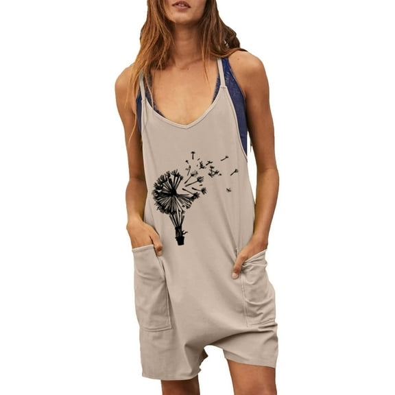 Wide Leg Loose Fit Printed Rompers,Women Casual Shorts Summer Romper Stretchy Rompers with Pockets