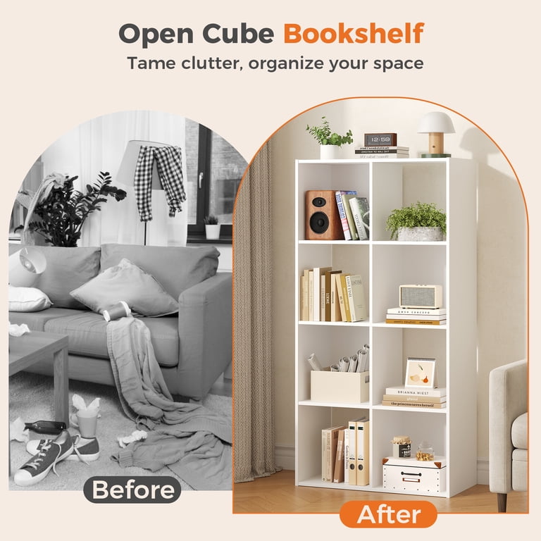 JIOABL 8-Cube Storage Organizer Bookshelf in White photo 4