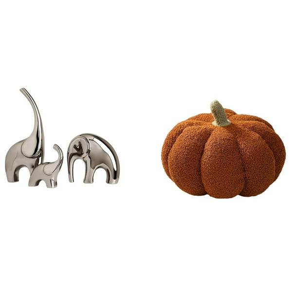 Figuras De Elefantes De Cerámica Y Almohadas De Peluche De Calabaza De Halloween, Esculturas Decorativas De Animales Para El Hogar, Estantes, Sofás, Cojines, Decoración De Dormitorio.