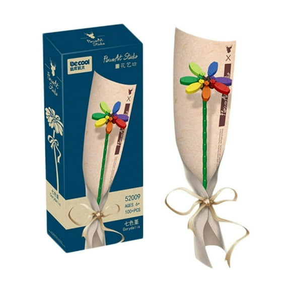 Bouquet de Blocs de Construction Bouquet de Blocs de Construction Bricolage Assemblage Modèle 3D Jouet Décoration Maison Simulation Rose Tournesol Chrysanthème Fleur pour Fille Jouet de Construction Cadeau de Fête