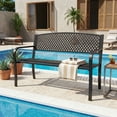 thumbnail image 6 of Resenkos 2-3 Person Patio Garden Bench for Backyard, Lawn, Deck, High Backrest Heavy Duty Metal Outdoor Bench, Black, 6 of 8