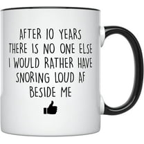 YouNique Designs 10 Year Anniversary Mug, 11 Ounces, Funny 10th Anniversary Coffee Mug for Him, Tenth Year Wedding Anniversary Cup, 10th Wedding Anniversary Mug for Husband & Wife (Black Handle)