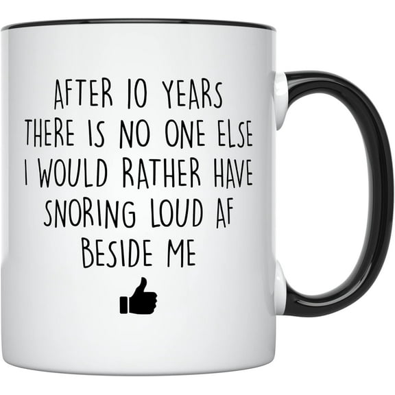YouNique Designs 10 Year Anniversary Mug, 11 Ounces, Funny 10th Anniversary Coffee Mug for Him, Tenth Year Wedding Anniversary Cup, 10th Wedding Anniversary Mug for Husband & Wife (Black Handle)