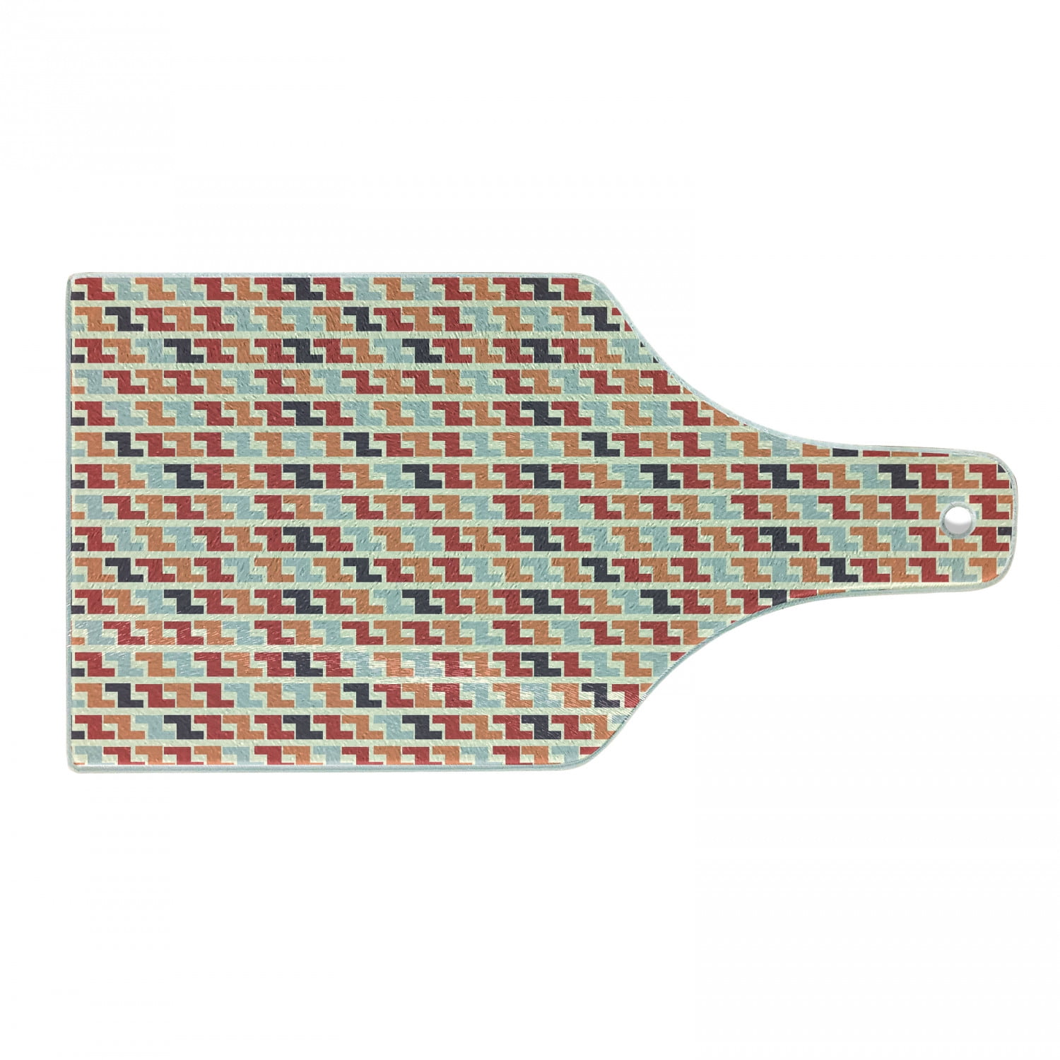 Colorful Retro Geometric Zigzag Tempered Glass Cutting Board