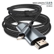 Lulaven 12.8ft Lightning to HDMI Adapter Cable for Iphone, 1080P HD Digital AV Connector, Grey