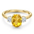 thumbnail image 3 of Gem Stone King 10K Yellow Gold Yellow Citrine and White Zirconia Engagement Ring for Women | 2.00 Cttw | Oval 9X7MM | Gemstone November Birthstone | Size 7, 3 of 6