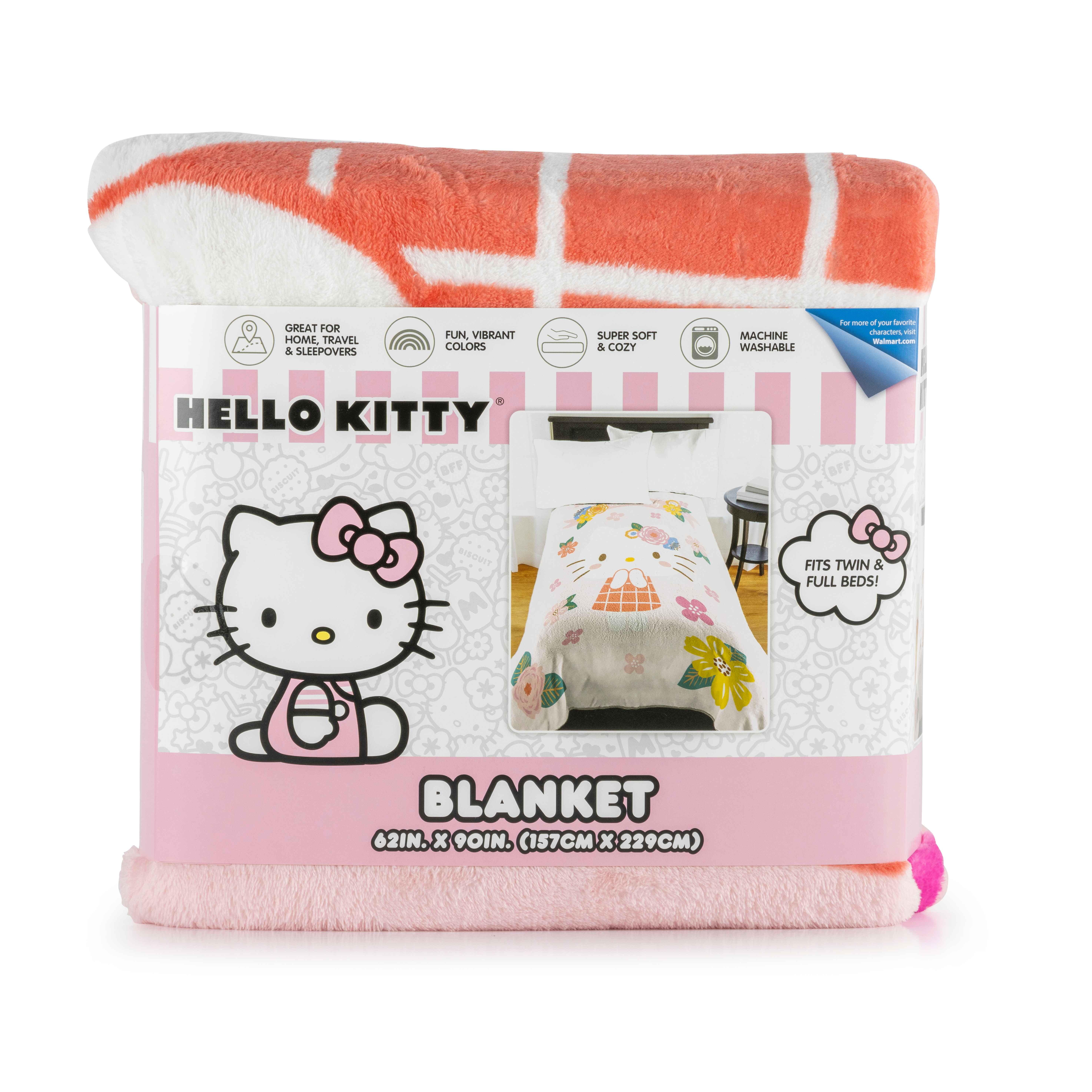 Sanrio Hello Kitty Floral Grace 62x90 Silk Touch Kids Throw Blanket - Soft Bedding Accessories