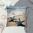 thumbnail image 2 of Chilfamy Starfish Beach Wave Pillow Covers for Couch Sofa Indoor Outdoor Pillow Case Short Plush 1PC 24x24in, 2 of 5