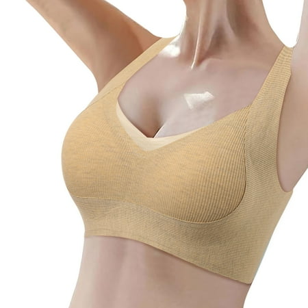 DuoJiaJ Women s Thin Seamless Vest Soft Support Large Chest Small Half Fixed Cup Breathable Bra Plus Size Bras