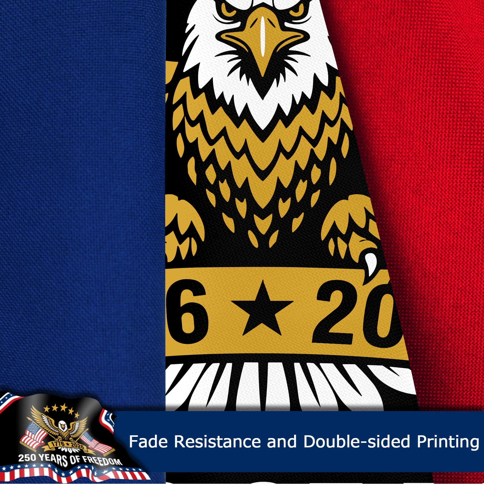 America 250th Anniversary Flag 1776-2026, Patriotic 250 Year USA Commemorative Banner, 400D Heavy Duty Double Sided Flag with 2 Brass Grommets for Outside Decoration