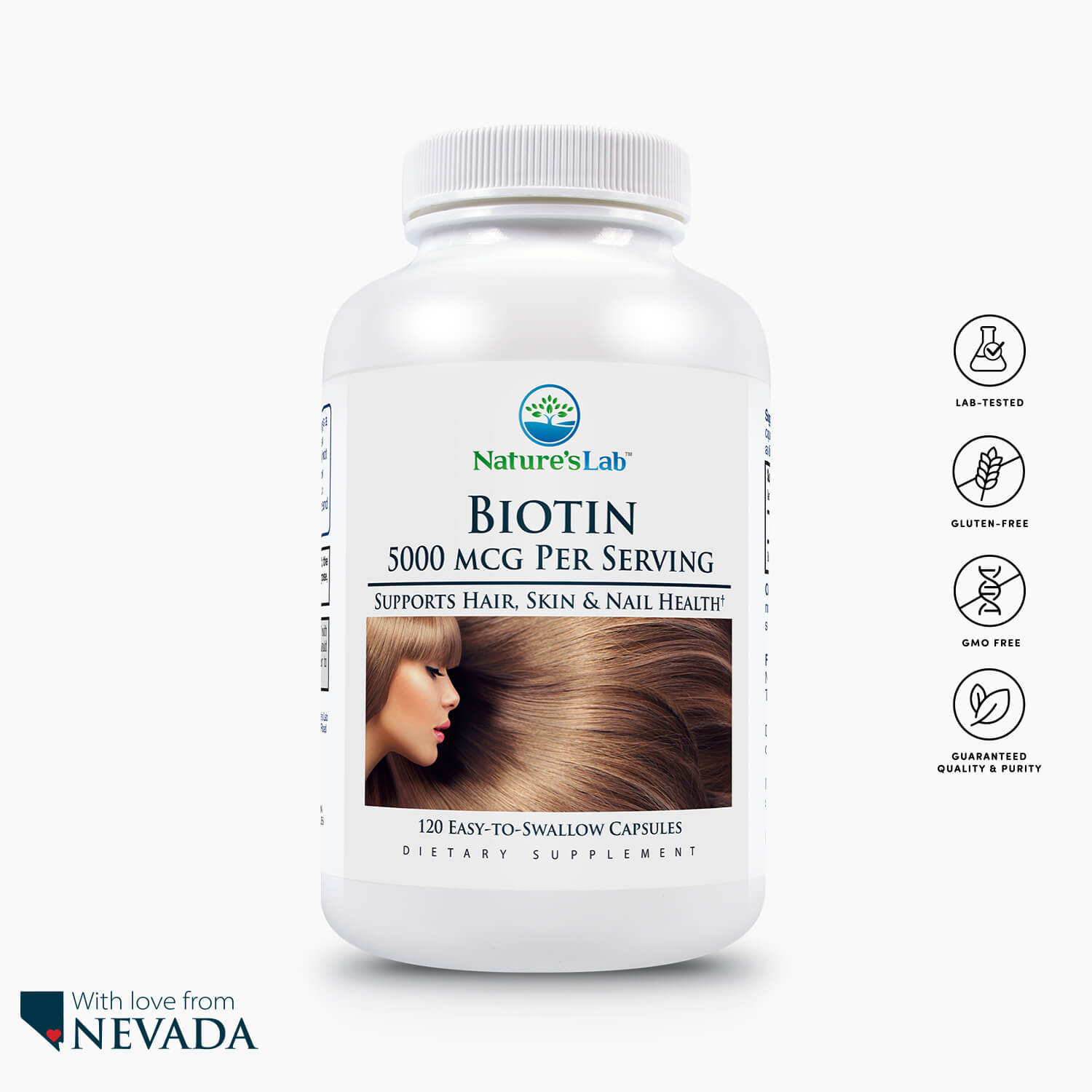 Nature’s Lab Biotin 5000 mcg Dietary Supplement 120 Capsules
