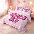 thumbnail image 3 of meiyoeat Cute Bow Initial B Quilt Full For Girls,Pink Polka Dot Monogram Art Full Bedspread Sets,3pcs,1 Coverlet and 2 Pillowcases, 3 of 7