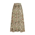 thumbnail image 5 of WXLWZYWL Women's Linen Maxi Skirt with Pockets - Floral Print Casual Elastic Waistband Flared Long Skirt 2024 Fall Fashion, 5 of 5