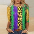 thumbnail image 2 of QATAINLAV 2024 Shirt 3/4 Sleeve Mardi Gras Womens Fancy Blouse Carnival Costume Mask Print Tunic Theme Party Round Collar Tee Multicolor L, 2 of 6