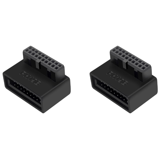 2X PH19B USB 3.0 Encabezado Interno USB3.0 19 / 20P Enchufe Adaptador Convertidor de 90 Grados para Computadora Placa Base