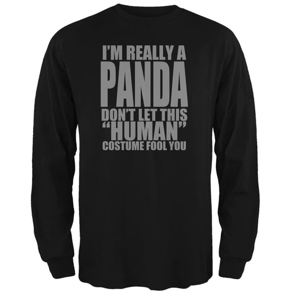 Halloween Human Panda Costume Mens Long Sleeve T Shirt Black LG