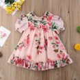 thumbnail image 2 of Cute Baby Girls Dress Flower Puff Sleeves A -line Dress For Baby Girls Holiday Party Baby Girls Clothing, 2 of 4