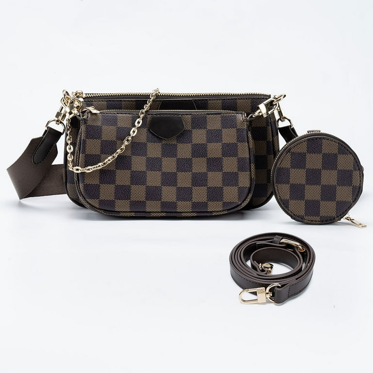 Skearow Classic Checkered Crossbody Bag, 3-In-1 Set Satchel