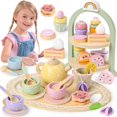thumbnail image 1 of Set de té Lonico Wooden con soporte para magdalenas para niñas de 3 a 6 años, 1 of 7