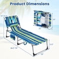thumbnail image 2 of Costway Outdoor Beach Lounge Chair Folding Chaise Lounge with Pillow Blue & Green, 2 of 9