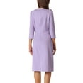 thumbnail image 3 of INSPIRE CHIC Women's A-Line Dress Contrast Color Wear-to-Work Tweed Trim Dresses L Purple, 3 of 5