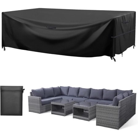 Outdoor Patio Furniture Covers Waterproof Patio Dining Table Couch Set Covers Rectangular with Upgraded 600D Material, 4 Windproof Buckles 124 x 70 x 29 Inch Heavy-Duty Large