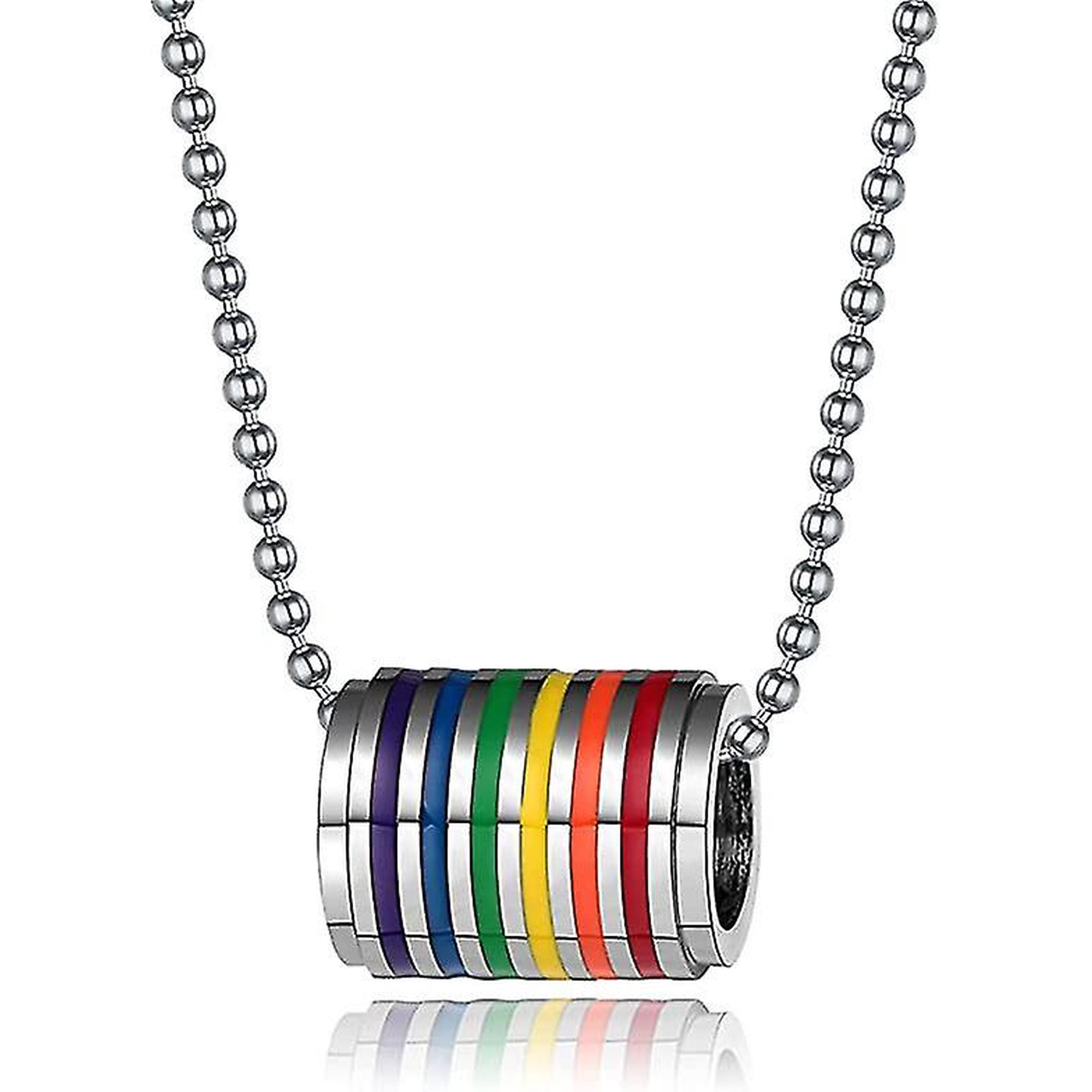 Pride Stuff, Unisex Pride Necklace, Rainbow Feminine Bisexual Ring 