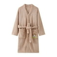 thumbnail image 1 of Splozh Baby Bath Robe Soft Flannel Girls Fleece Robe, Hooded Toddler Soft Fuzzy Bathrobe for Kids Khaki,2-4 Years, 1 of 2