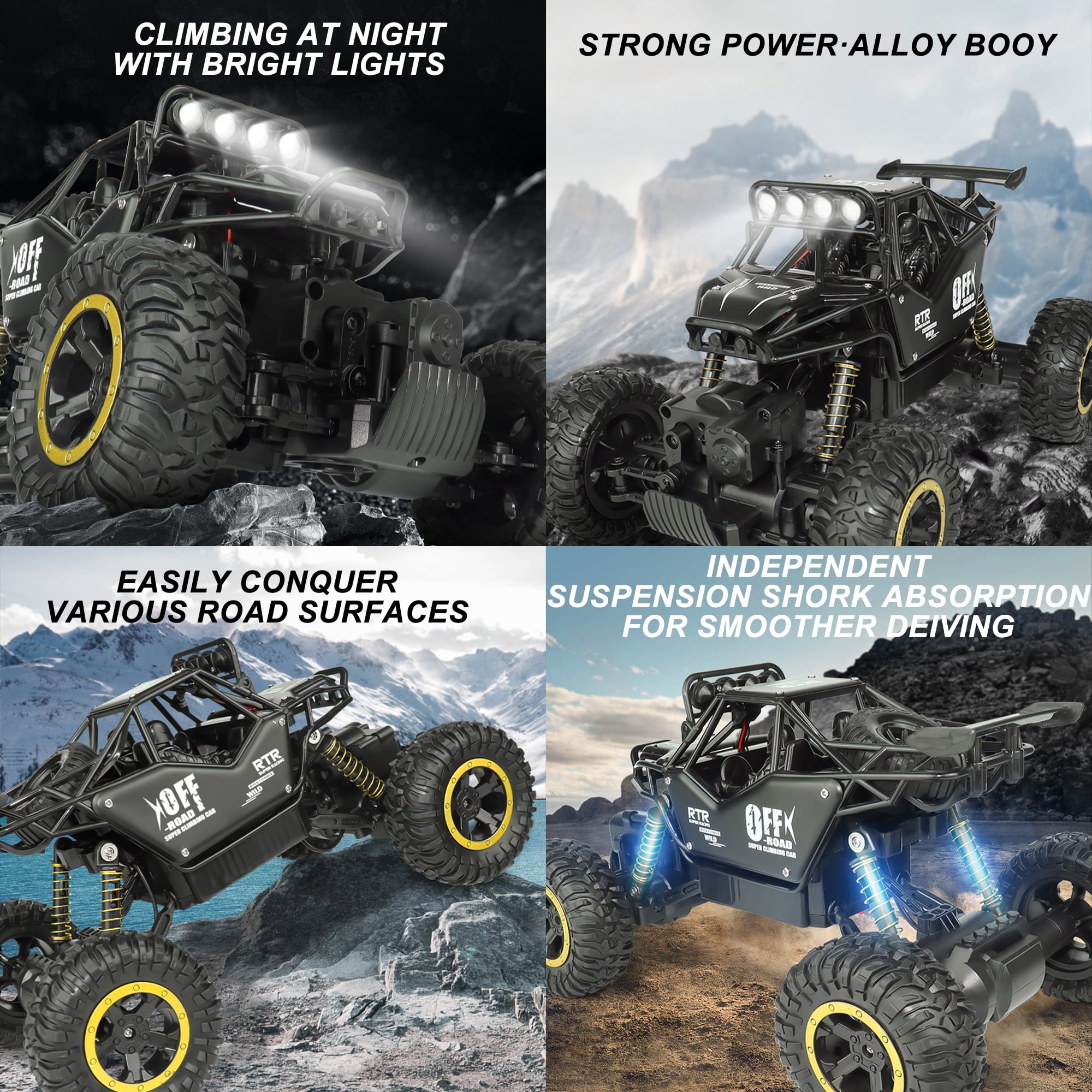 Yexmas 1:16 RC Cars Remote Control Car 4WD Monster Truck 2.4 GHz Hand Controlled RC Car for Adult