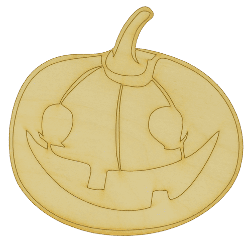 Package of 1, Large 12" x 12" x 0.125" Baltic Birch Plywood Detailed Pumpkin Wood Cutout for Art and Craft Project, Made in USA
