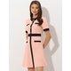 thumbnail image 2 of INSPIRE CHIC Vestido de trabajo vintage para mujer Vestidos ajustados y acampanados de color en contraste Rosa XS, 2 of 5