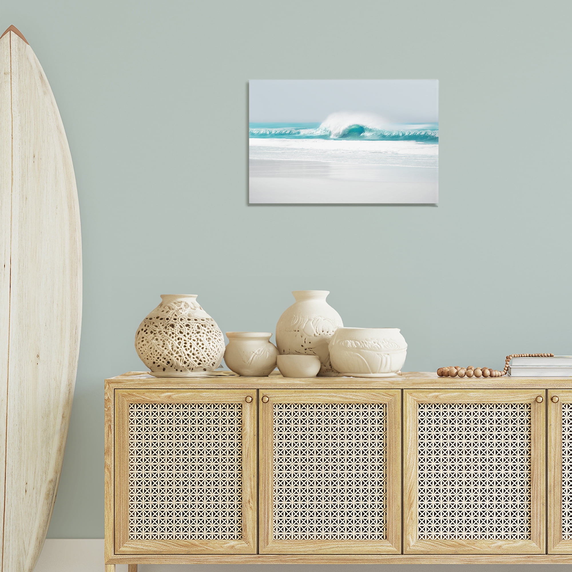Stupell Industries Rolling Aqua Waves Landscape & Nature Photography Wrapped Canvas Art Print Wall Art, 24 x 16